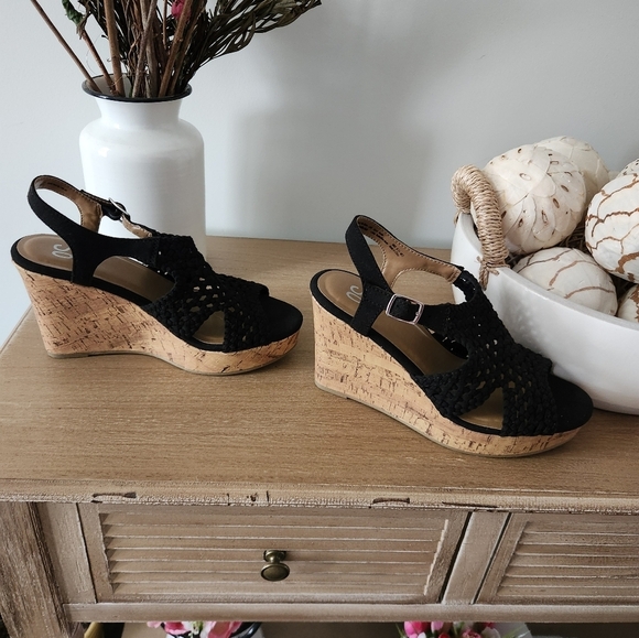 Sonoma Taffy Women's Black Woven Wedge Platform Sandals Size 8.5 - Picture 6 of 10